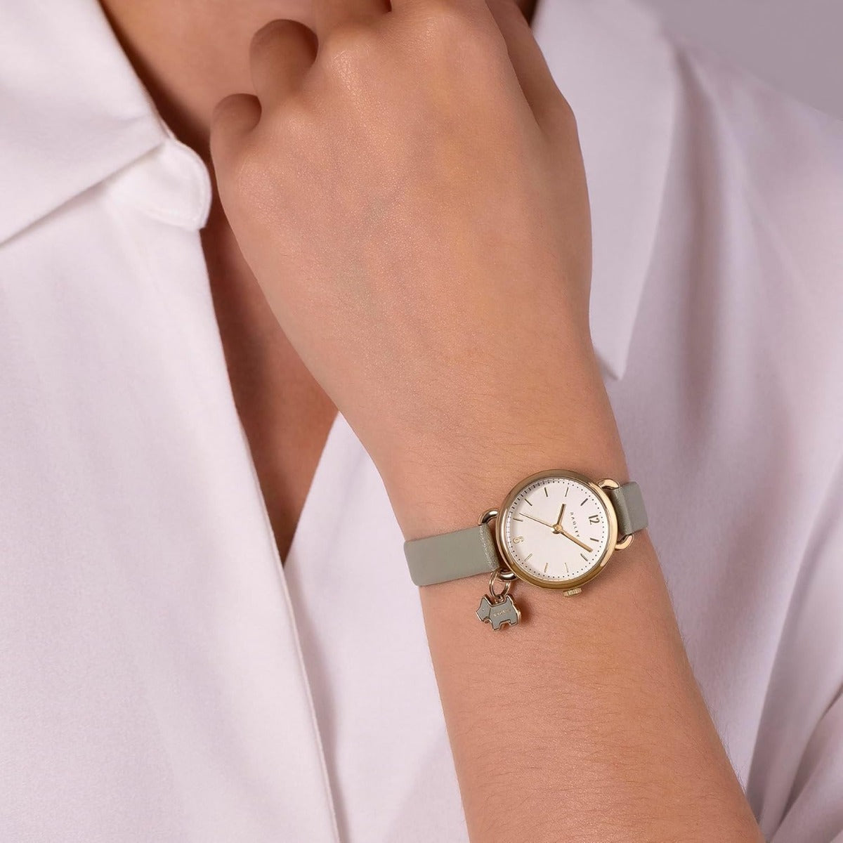 RADLEY Ladies Watch with Gold Dial and Green Leather Strap RY21928A