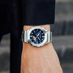 Casio G-Shock Mens Analogue-Digital Watch with Blue Dial and Silver Strap GM-2110D-2BER