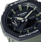 Casio G-Shock Mens Analogue-Digital Watch with Black Dial and Green Strap GA-2110SU-3AER