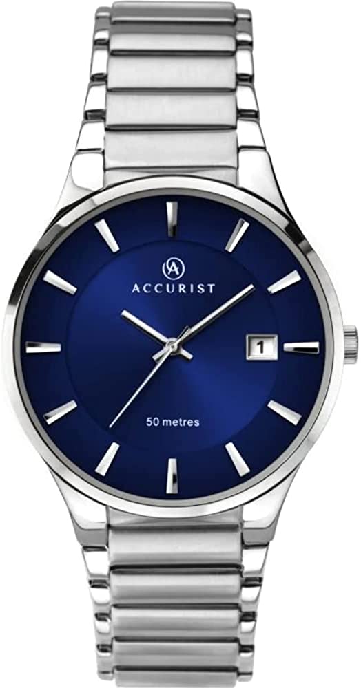 Accurist Mens Watch with Blue Sunray Dial and Stainless Steel Bracelet 7217