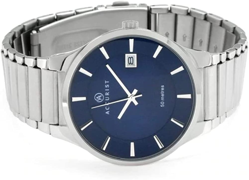 Accurist Mens Watch with Blue Sunray Dial and Stainless Steel Bracelet 7217