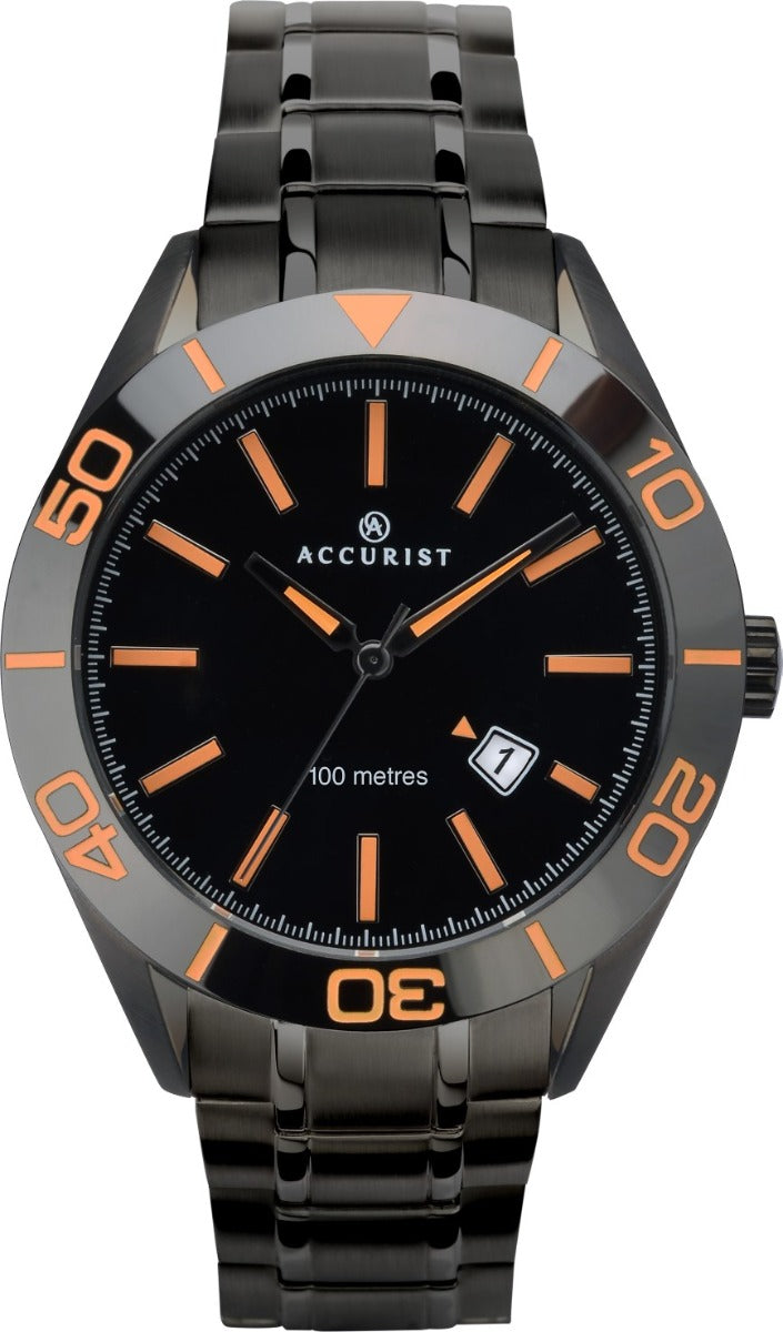 Accurist Mens Watch With Black Dial and Black Strap 7224