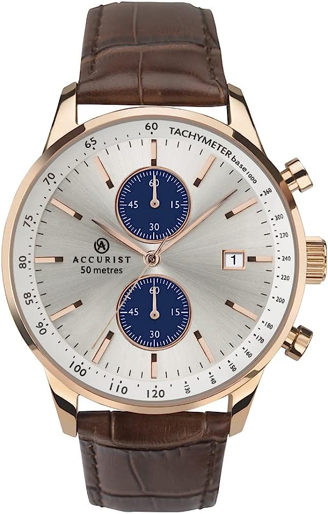 Accurist Mens Chronograph Watch with Brown Leather Strap 7227