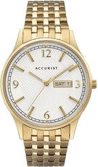 Accurist Signature Mens Watch with White Dial and Gold Plated Bracelet 7248
