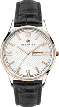 Accurist Mens Watch with Silver Dial and  Black Leather Strap 7249