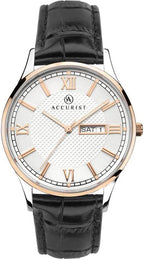 Accurist Mens Watch with Silver Dial and  Black Leather Strap 7249