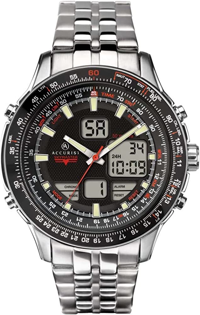 Accurist Mens Analogue and Digital Watch with Silver Bracelet 7283