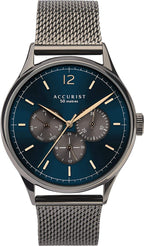 Accurist Mens Watch with Blue Dial and Grey Milanese Strap 7285