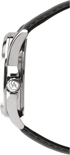 Mens Accurist Watch with White Dial and Black Leather Strap 7287