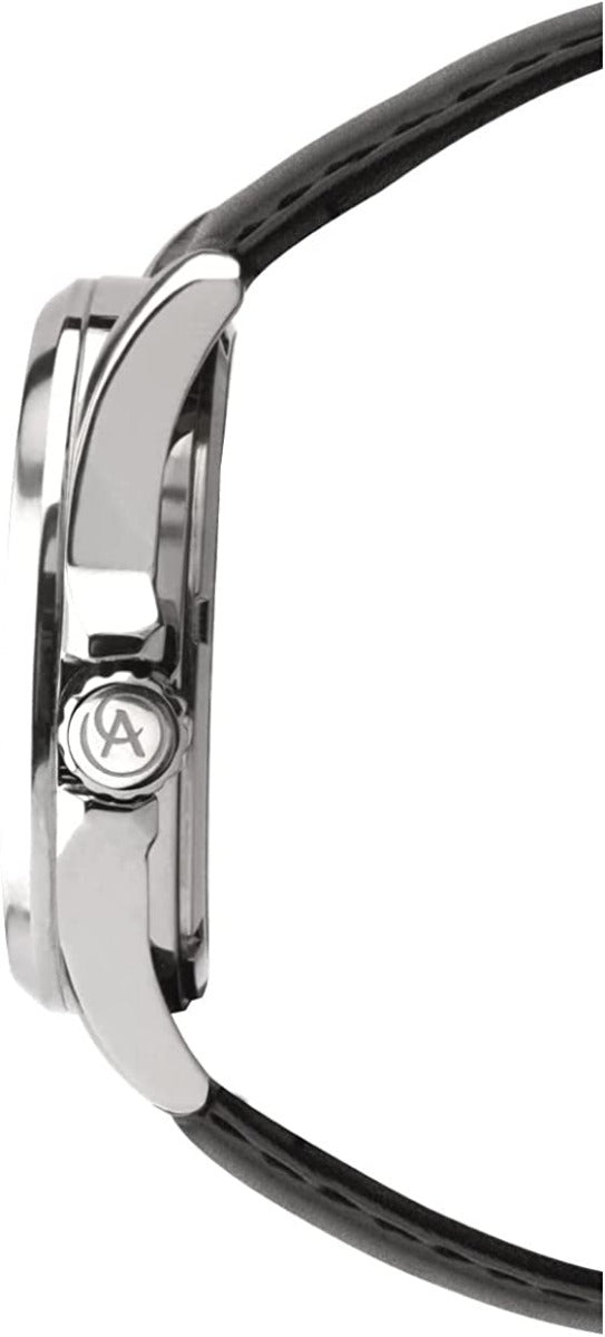 Mens Accurist Watch with White Dial and Black Leather Strap 7287