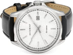 Mens Accurist Watch with White Dial and Black Leather Strap 7287