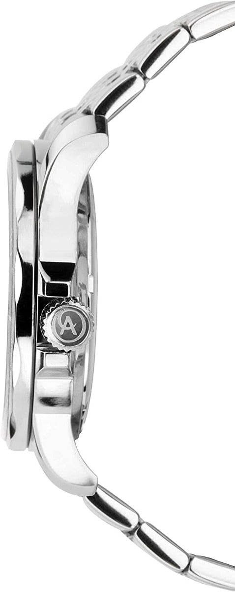 Accurist Mens Watch gyda Deial Du a Breichled Arian 7291