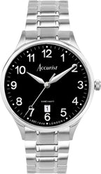 Accurist Mens Classic Watch with Black Dial and Silver Bracelet 73002