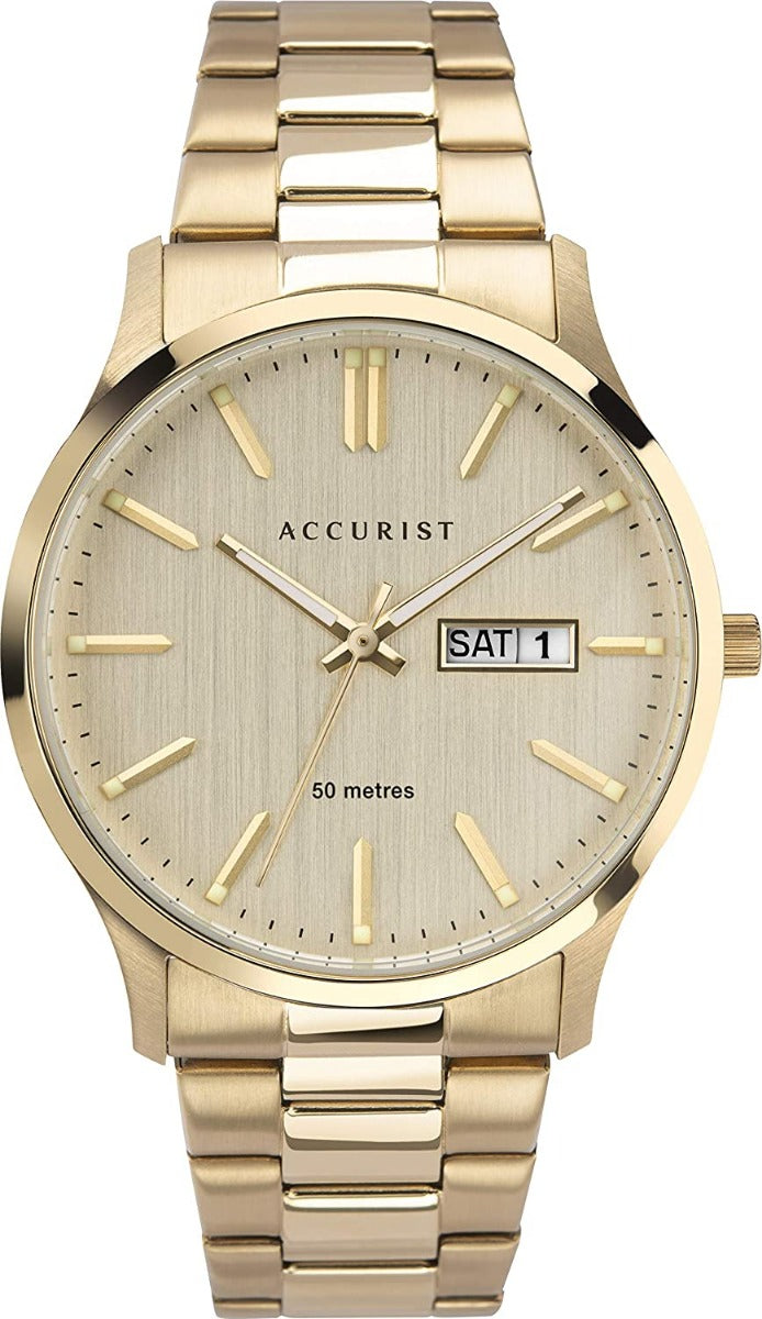 Accurist Men's Classic Watch with Gold Dial and Gold Bracelet 7303