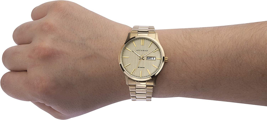 Accurist Men's Classic Watch with Gold Dial and Gold Bracelet 7303