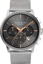 Accurist Mens Chronograph Watch with Grey Dial and Silver Milanese Strap 7315