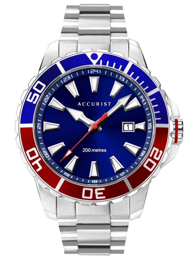 Accurist Mens Watch with Blue Dial and Silver Bracelet 7327