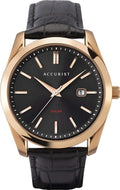 Accurist Mens Solar Watch with Black Dial and Black Leather Strap 7338