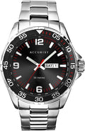 Accurist Mens Watch with Black Dial and Silver Bracelet 7352