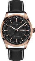 Accurist Men's Sports Watch with Black Dial and Black Leather Strap 7361