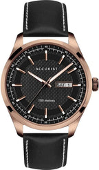 Accurist Men's Sports Watch with Black Dial and Black Leather Strap 7361