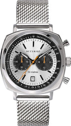 Accurist Men's Chronograph Watch with Silver Dial and Silver Milanese Strap 7365