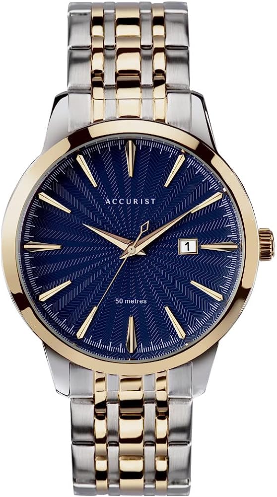 Accurist Mens Watch with Blue Dial and Two Tone Bracelet 7368