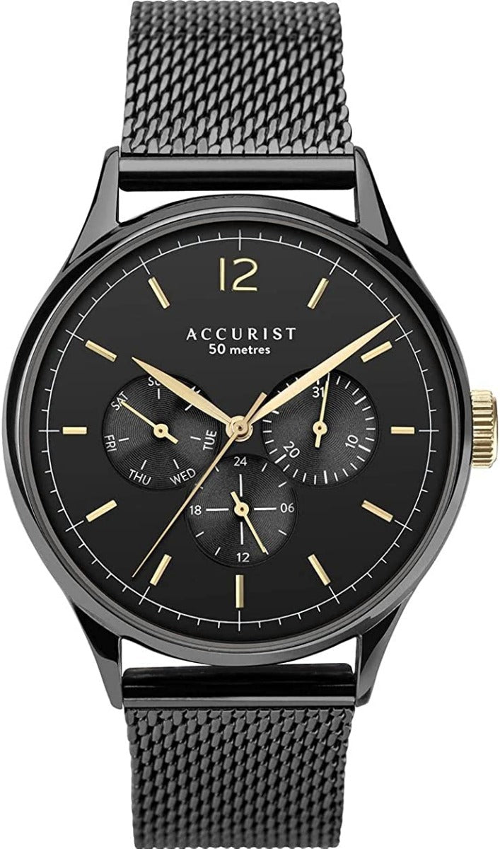 Accurist Men's Classic Watch with Black Milanese Strap 7374