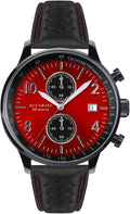 Accurist Mens Watch with Red Dial and Black Leather Strap 7382