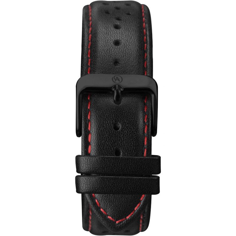 Accurist Mens Watch with Red Dial and Black Leather Strap 7382