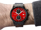 Accurist Mens Watch with Red Dial and Gun Metal Stainless Steel Bracelet 7383