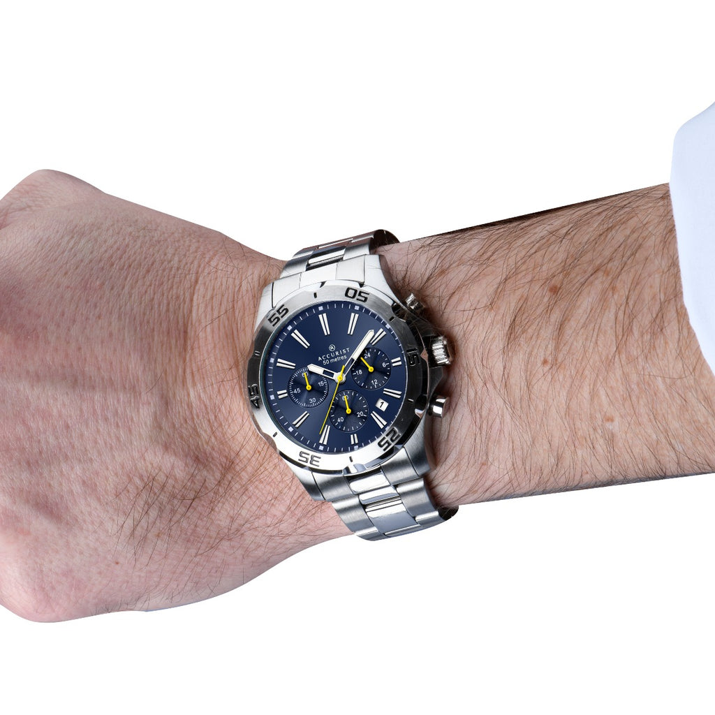 Accurist Gents Chronograph Watch Gyda Deial Glas 7395