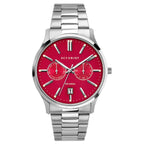 Accurist Mens Watch with Red Dial and Silver Bracelet 7405