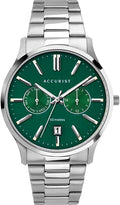 Accurist Mens Classic Watch with Green Dial and Silver Bracelet 7406
