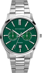 Accurist Mens Classic Watch with Green Dial and Silver Bracelet 7406