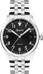 Accurist Mens Watch with Black Dial and Silver Stainless Steel Bracelet 76000