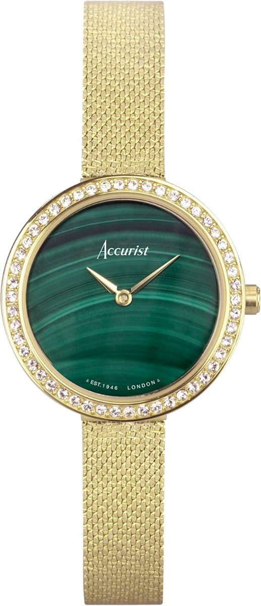 Accurist Jewellery Ladies Watch with Green Dial and Gold Strap 78004