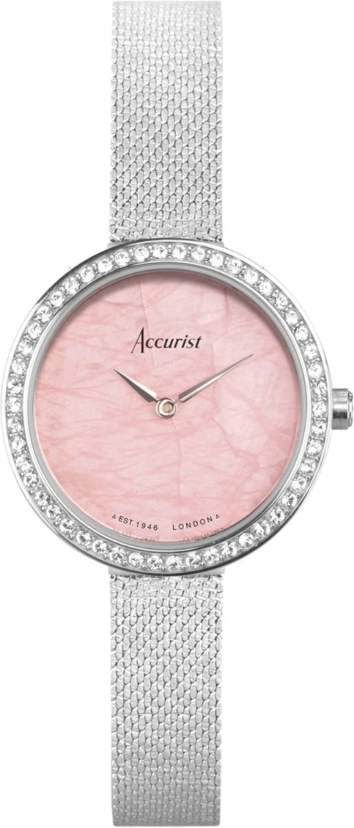 Accurist Jewellery Ladies Watch with Pink Dial and Silver Strap 78005