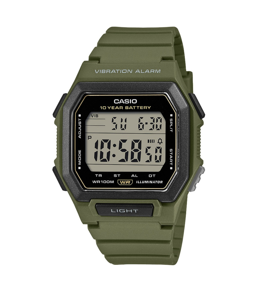 Casio Collection Mens Digital Watch with Green Strap W-738H-3AVEF