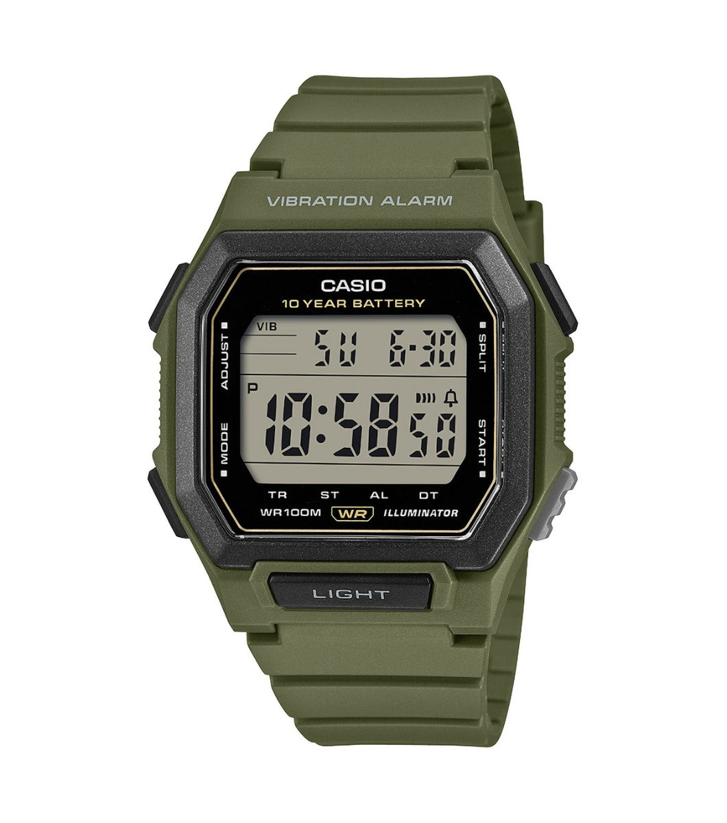 Casio Collection Mens Digital Watch with Green Strap W-738H-3AVEF