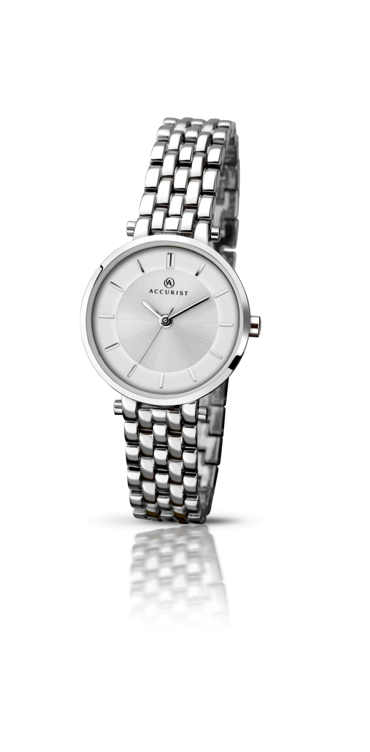 Accurist Ladies Analogue Watch With White Dial And Silver Bracelet 8006