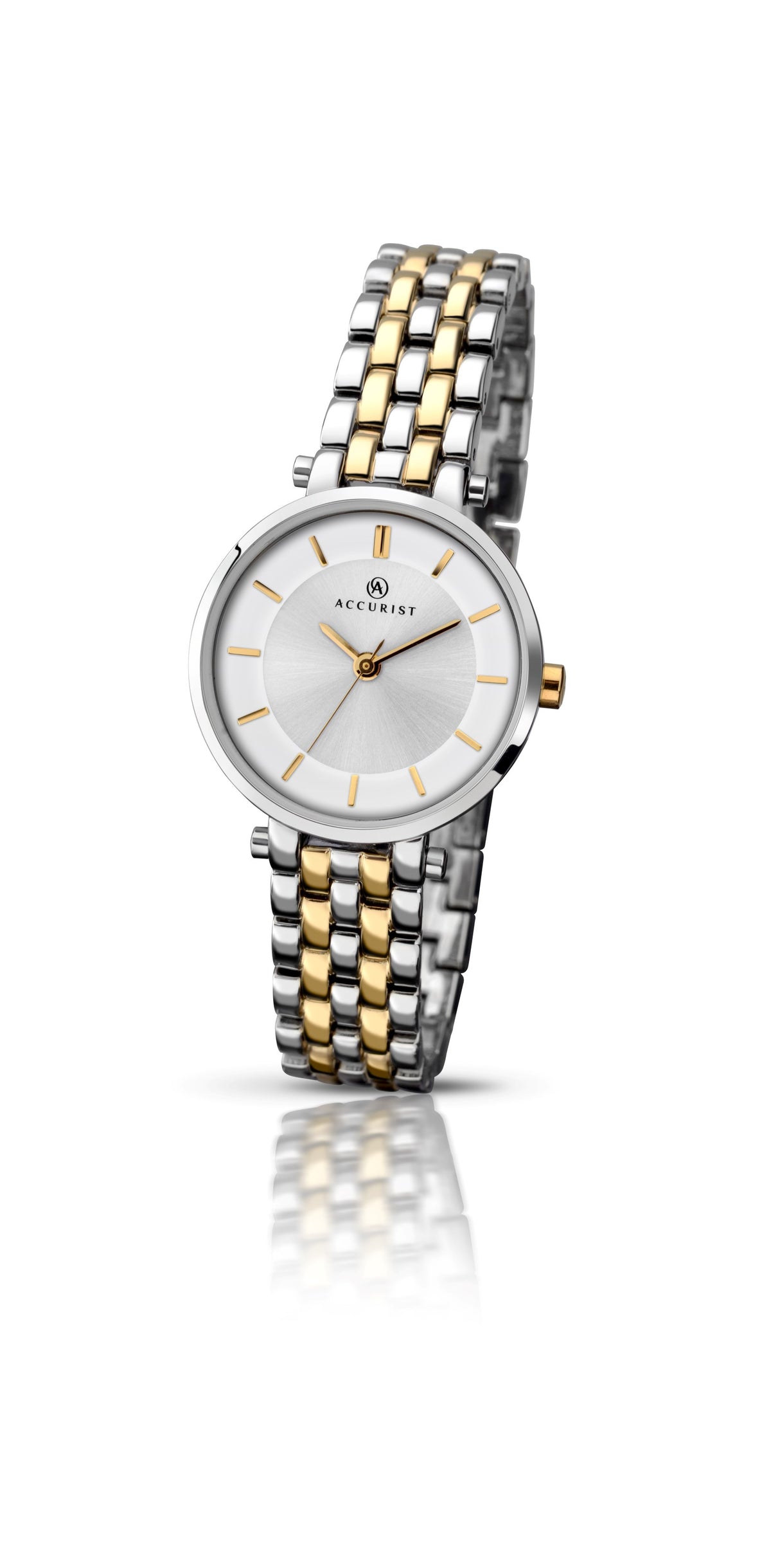 Accurist Ladies Analogue Watch With Silver Dial And Two Tone Bracelet 8007