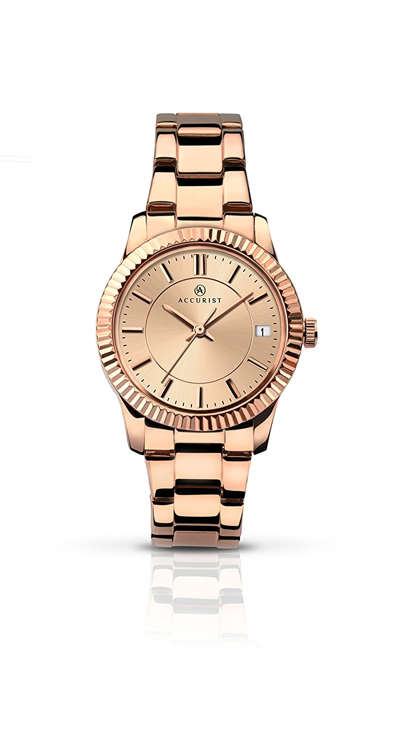 Accurist Ladies Rose Gold Stainless Steel Bracelet Watch