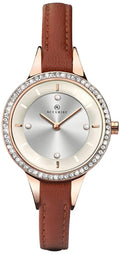 Accurist Women's Quartz Watch with Silver Analogue Display and Brown Leather Strap 8043