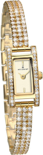 Accurist Ladies Watch with Champagne Dial and Gold Stone Set Strap 8066