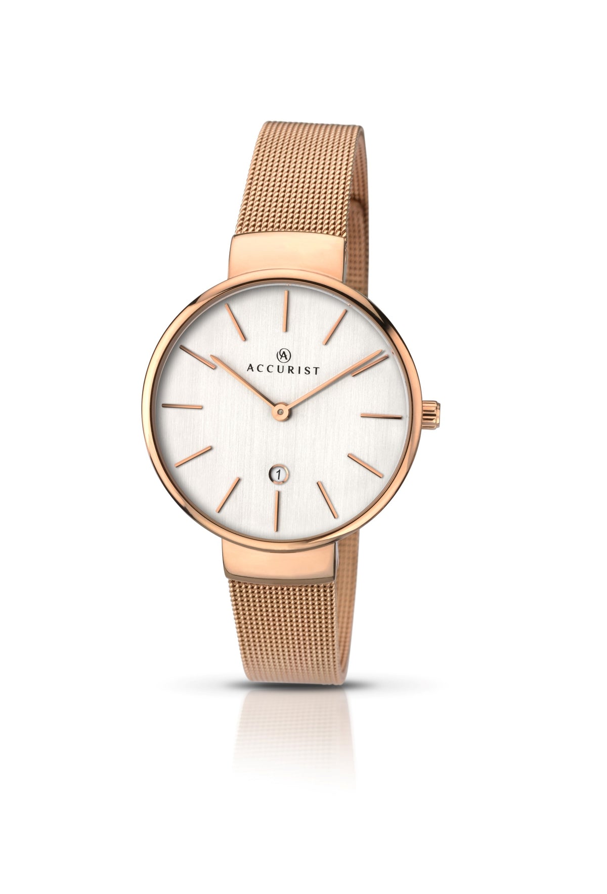 Accurist London Rose Gold Strap White Dial Watch 8079