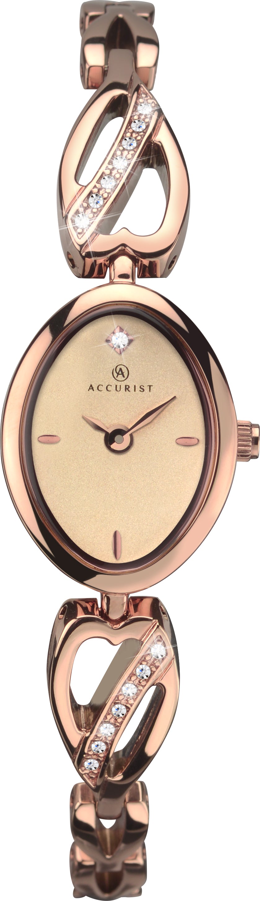 Accurist Ladies Rose Gold Stainless Steel Bracelet Watch 8085