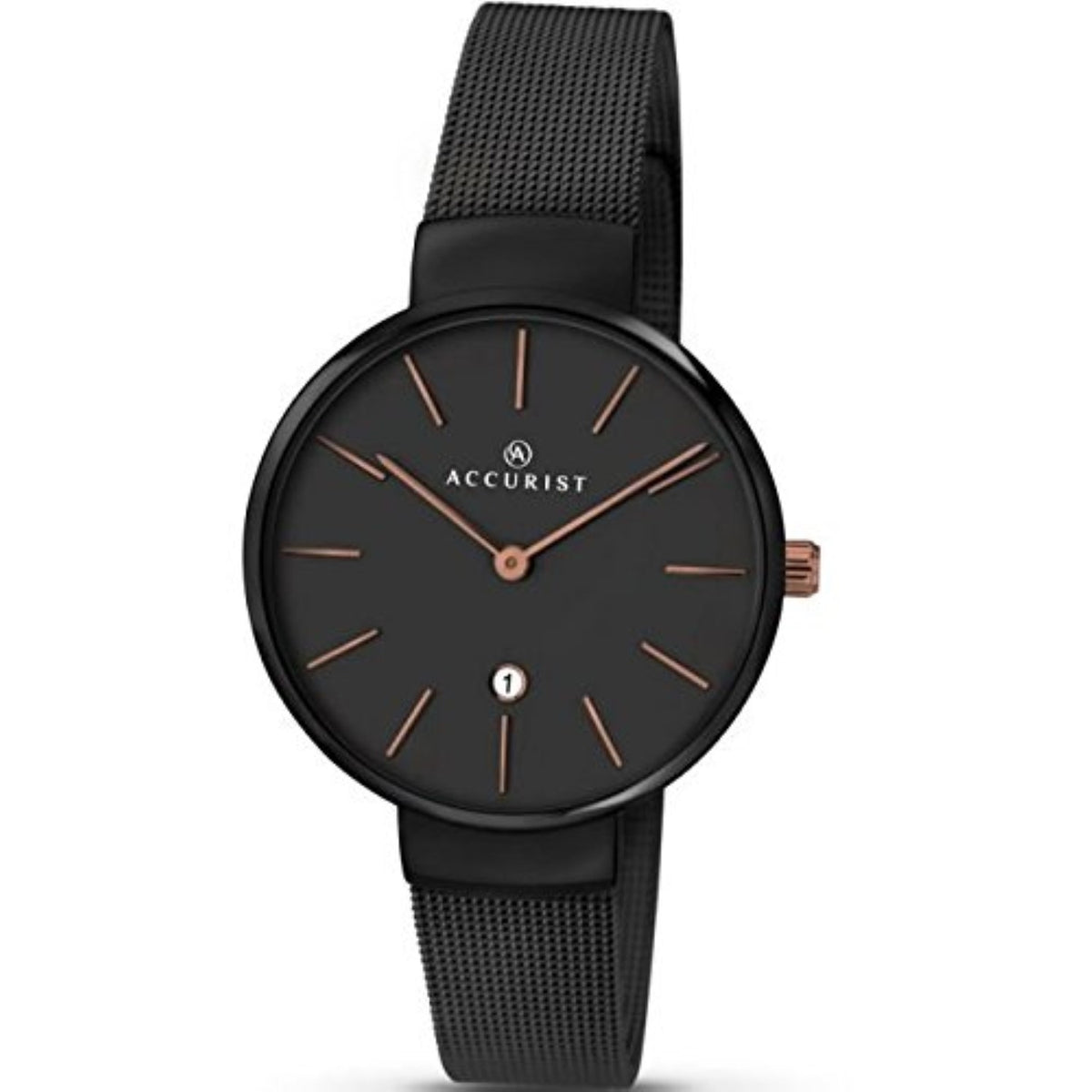 Accurist Ladies Black Dial Black Strap Strap Watch 8091 RRP £99.99