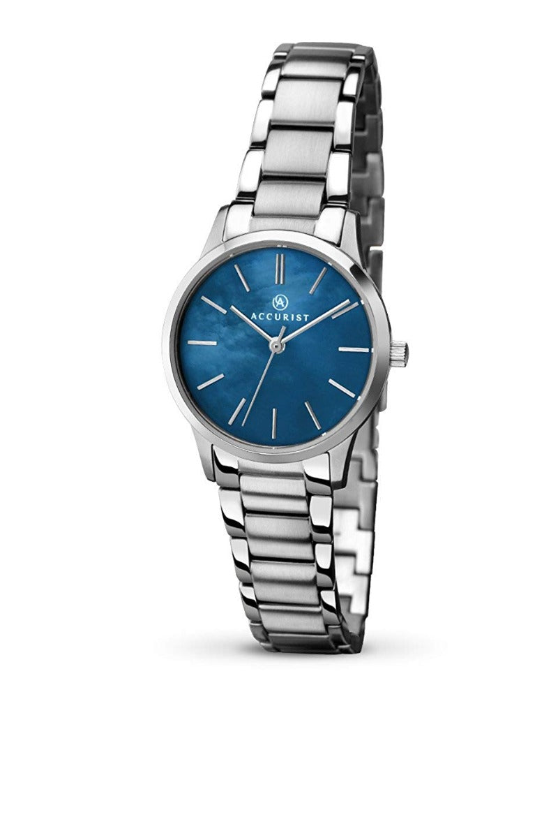 Accurist Ladies Watch With Stainless Steel Bracelet and Blue Mother of Pearl Dial 8100