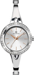 Ladies Accurist London Silver Dial Silver Stainless Steel Bracelet Watch 8109 RRP £79.99